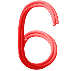 Red Numeric Letters - 6