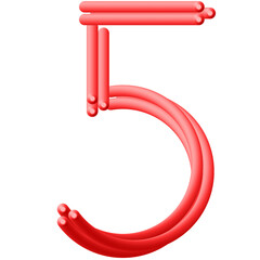 Red Numeric Letters - 5