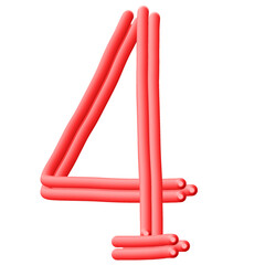 Red Numeric Letters - 4