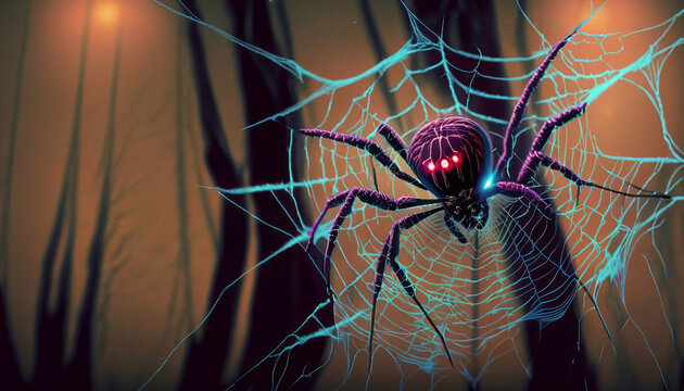 SPIDER ON THE WEB, NEON GROOMY, HALLOWEEN