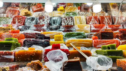 Beautyfuly arranged sweets in a shope