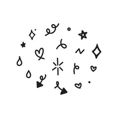 Symbols Icons, Heart Icon, Water Drop Icon, Star Icon, Diamond Icon, Arrow Icon, Sunburst Icon, Cute Symbol Illustration, UI Icons,  Vector Set