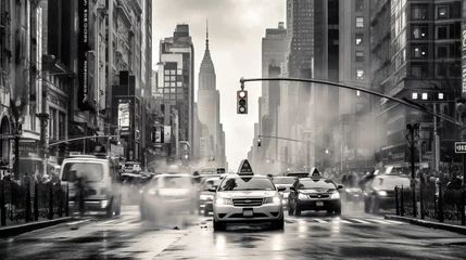 Foto auf Acrylglas Vereinigte Staaten black and white street photography of a busy New York City intersection, conception: street life