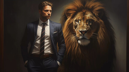 business man as a lion 