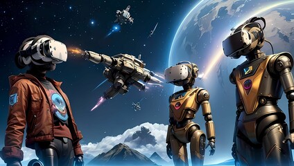 Fototapeta premium 科学技術が進歩した近未来のメタバース空間を表現したSFのようなAIイラスト（AI生成画像） 