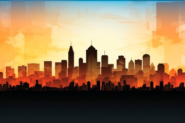 Panoramic vector city skylines. AI Generated