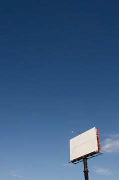 Empty outdoor billboard against a blue sky; Aguascalientes aguascalientes mexico
