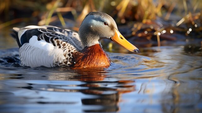 an image of a shoveler duck sifting through the water for food