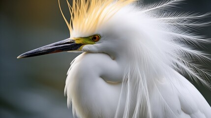 an image of a snowy egret with its elegant plumes on display - obrazy, fototapety, plakaty