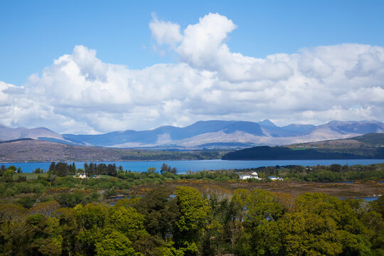 Tuosist near kenmare with kenmare bay in the background; County kerry, ireland