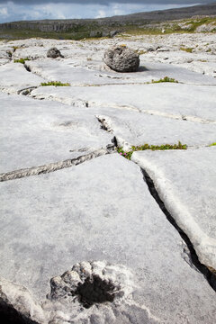 Cracks between the slabs of rocks on the burren at the coastroad near fanore; County clare, ireland