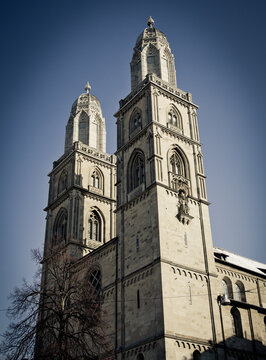 Grossmunster a romanesque-style protestant church; Zurich switzerland