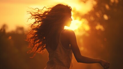 Capture the fleeting moment when the girl's silhouette perfectly aligns with the sun. - Powered by Adobe