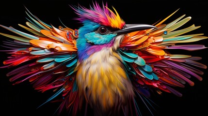 an image of a songbird with feathers that resemble a kaleidoscope of colors