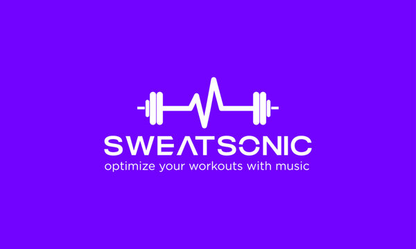 gym with music logo design vector template.
