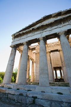 Temple of hephaestus in ancient agora of athens; Athens greece