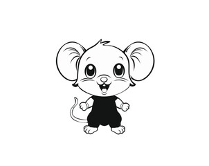 Vector illustration of a cartoon mouse with a smile	