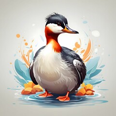Fototapeta premium Grebe Bird Illustration AI Generative