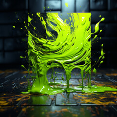 Marble abstract green dripping oil