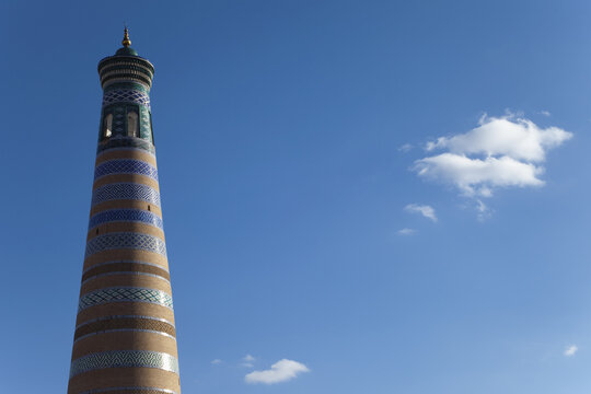 Islam Khoja Minaret, Ichan Kala Old City, Khiva, Kizilkum Desert; Khwarezm Region, Uzbekistan