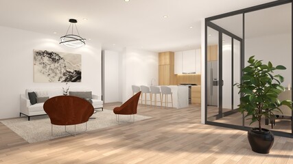 Fototapeta premium Living Interior design with rendering