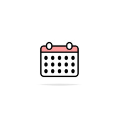 Simple and cute pink calendar icon with blackcircles and rounded corners, month icon