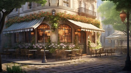 Fototapeta na wymiar a charming, European-style cafe exterior