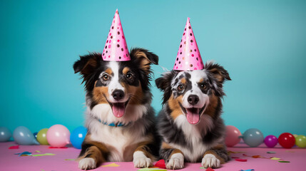 Fototapeta na wymiar Joyful Moments in a Dog's Birthday Celebration