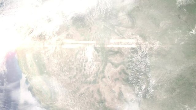 Earth zoom in from space and focus on Tooele, Utah, USA. 3D Animation. Background for travel intro.