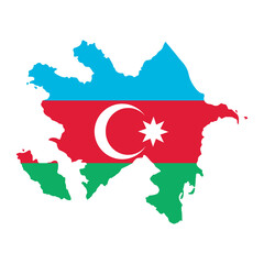 Azerbaijan map. Card silhouette. Azerbaijani border. Independence Day. Banner, poster template. State borders of country Azerbaijan.