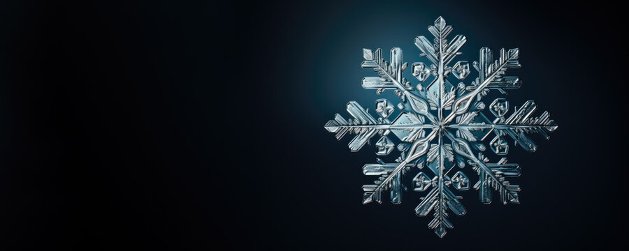 Delicate Winter Snowflake Clinging To A Window Pane Isolated On A Gray Gradient Background 