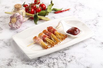 Grilled enoki mushroom with bacon