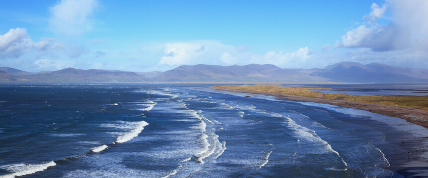 Waves Crashing In To The Coast Along Rosbeigh Beach; County Kerry, Ireland