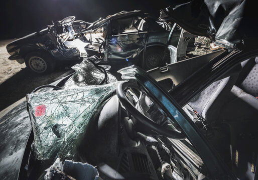 Crashed Cars; Tarifa, Cadiz, Andalusia, Spain