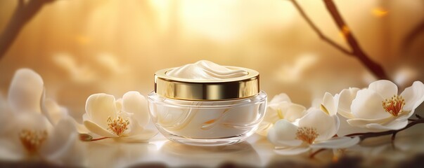 cosmetic cream on beige background