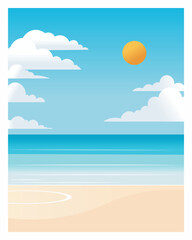 Fototapeta na wymiar beautiful tropical beach poster flat vector illustration