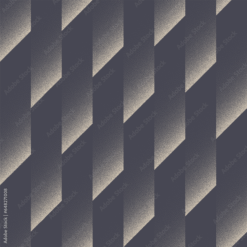 Poster falling slanted stripes seamless pattern vector dotwork abstract background. parallelogram grid fade