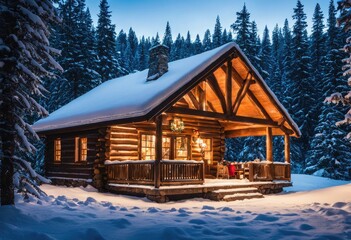 family's holiday gathering in a secluded cabin in a snow-covered forest.