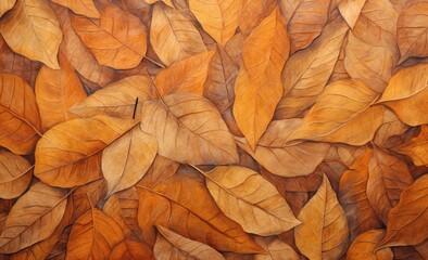 A detailed close-up of a vibrant painting depicting leaves in intricate detail