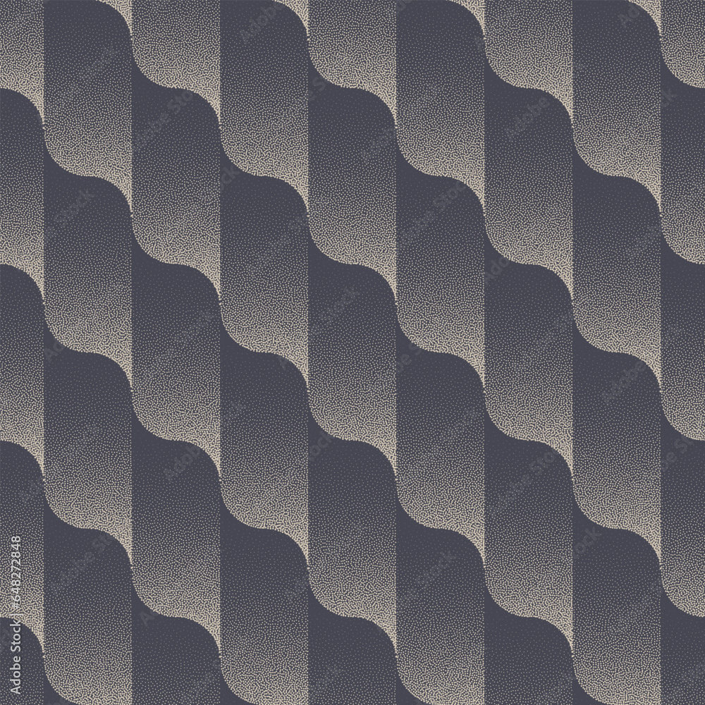 Poster wavy ripple seamless pattern trend vector dotwork elegant abstract background. layered curved struct