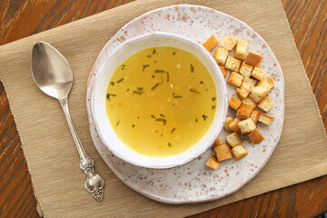 chicken broth with croutons