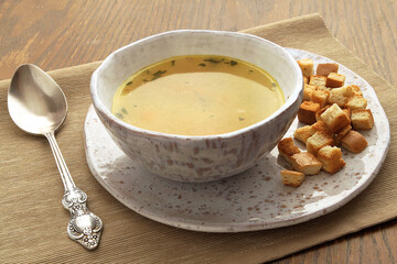 chicken broth with croutons