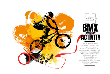Active young person riding a bmx