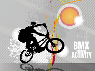 Fototapeta premium Active young person riding a bmx