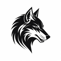Obraz premium Wolf silhouette head logo design generative ai 