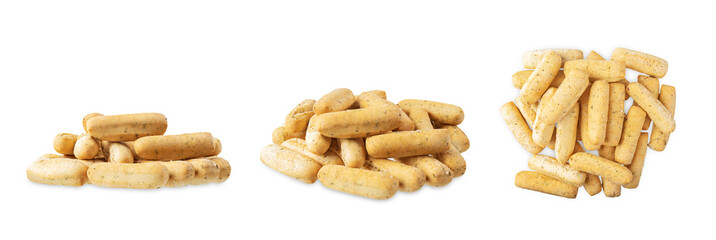 Bread sticks with herbs on a white isolated background