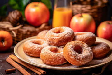 Obraz na płótnie Canvas Apple cider doughnuts, fall season baking