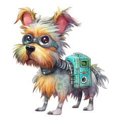 Cute Yorkshire Terrier Dog half Robot