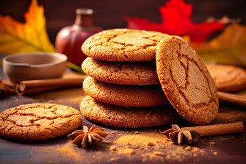Gingersnap cookies, fall season baking, Thanksgiving cooking