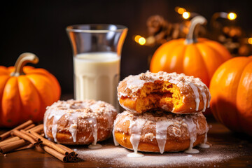 Pumpkin spice doughnuts, fall season baking
